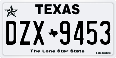 TX license plate DZX9453