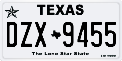 TX license plate DZX9455