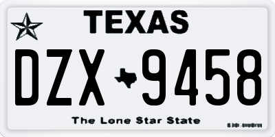 TX license plate DZX9458