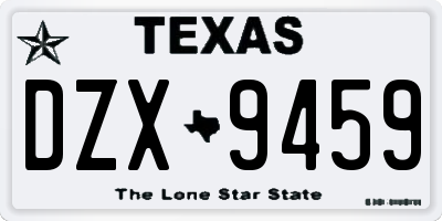 TX license plate DZX9459