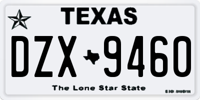 TX license plate DZX9460