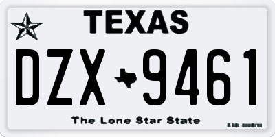 TX license plate DZX9461