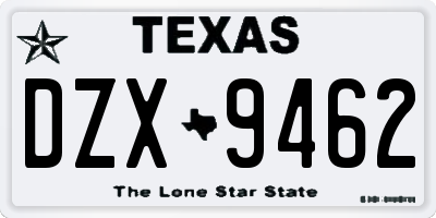TX license plate DZX9462