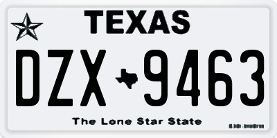 TX license plate DZX9463