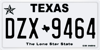 TX license plate DZX9464