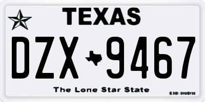 TX license plate DZX9467