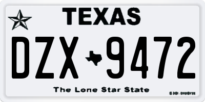 TX license plate DZX9472
