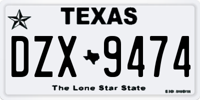TX license plate DZX9474