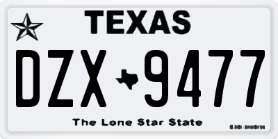TX license plate DZX9477