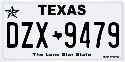 TX license plate DZX9479