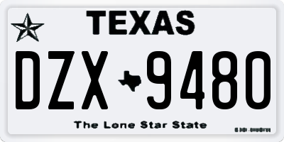 TX license plate DZX9480