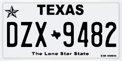 TX license plate DZX9482