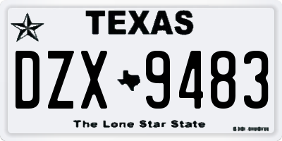 TX license plate DZX9483