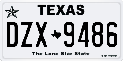 TX license plate DZX9486