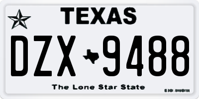 TX license plate DZX9488