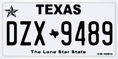 TX license plate DZX9489