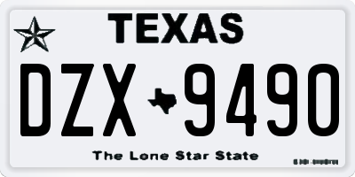 TX license plate DZX9490