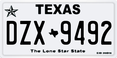 TX license plate DZX9492