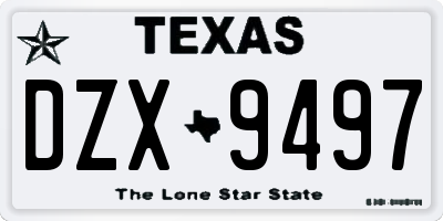 TX license plate DZX9497