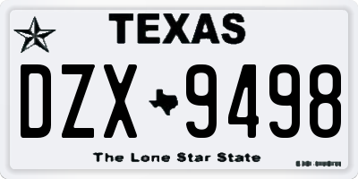 TX license plate DZX9498