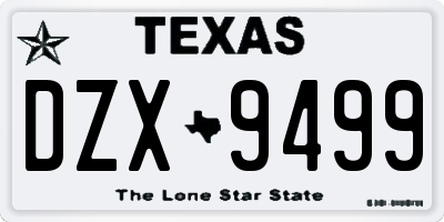 TX license plate DZX9499