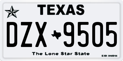 TX license plate DZX9505