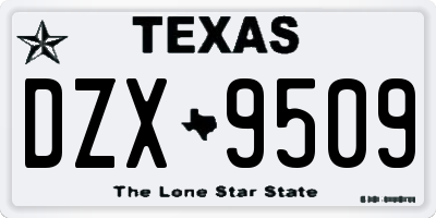 TX license plate DZX9509