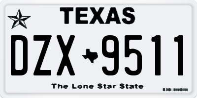 TX license plate DZX9511