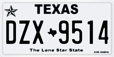 TX license plate DZX9514