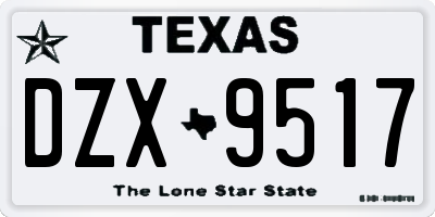 TX license plate DZX9517