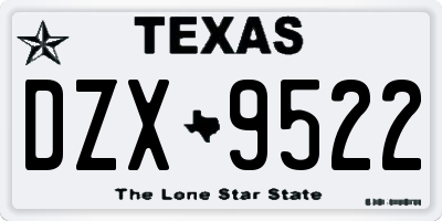 TX license plate DZX9522