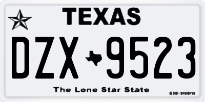 TX license plate DZX9523