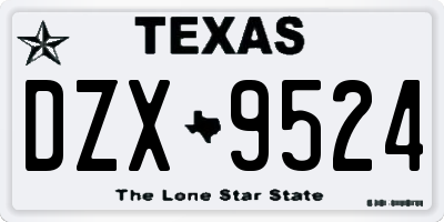 TX license plate DZX9524