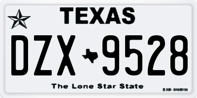 TX license plate DZX9528