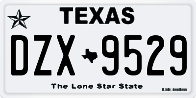 TX license plate DZX9529