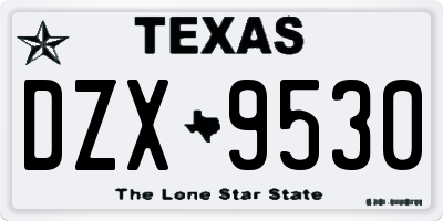 TX license plate DZX9530