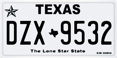 TX license plate DZX9532