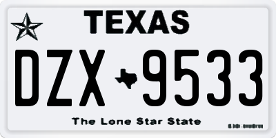 TX license plate DZX9533