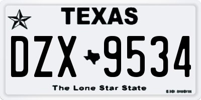 TX license plate DZX9534