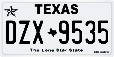 TX license plate DZX9535