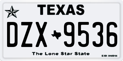 TX license plate DZX9536