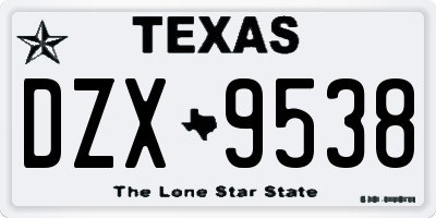 TX license plate DZX9538