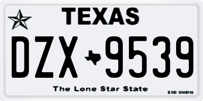 TX license plate DZX9539