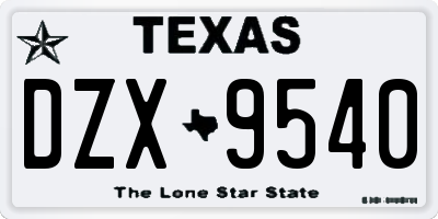 TX license plate DZX9540