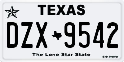 TX license plate DZX9542