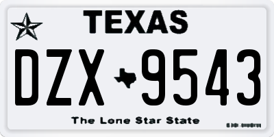 TX license plate DZX9543