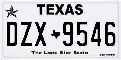TX license plate DZX9546