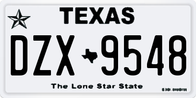 TX license plate DZX9548