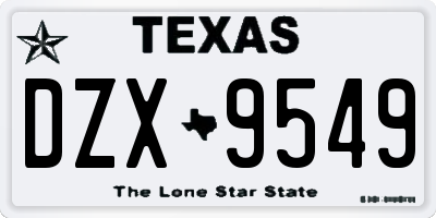 TX license plate DZX9549