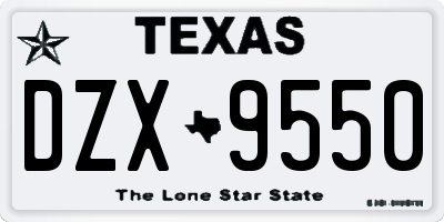 TX license plate DZX9550